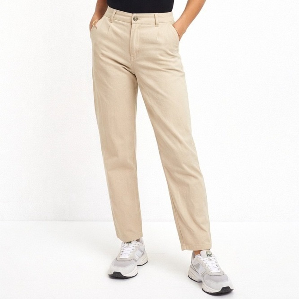 Lauren Ralph Lauren Chino Pants Women 8 Tan Straight Leg Cotton Stretch Preppy